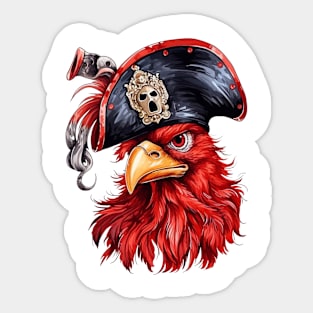 Watercolor Rooster Pirate #3 Sticker